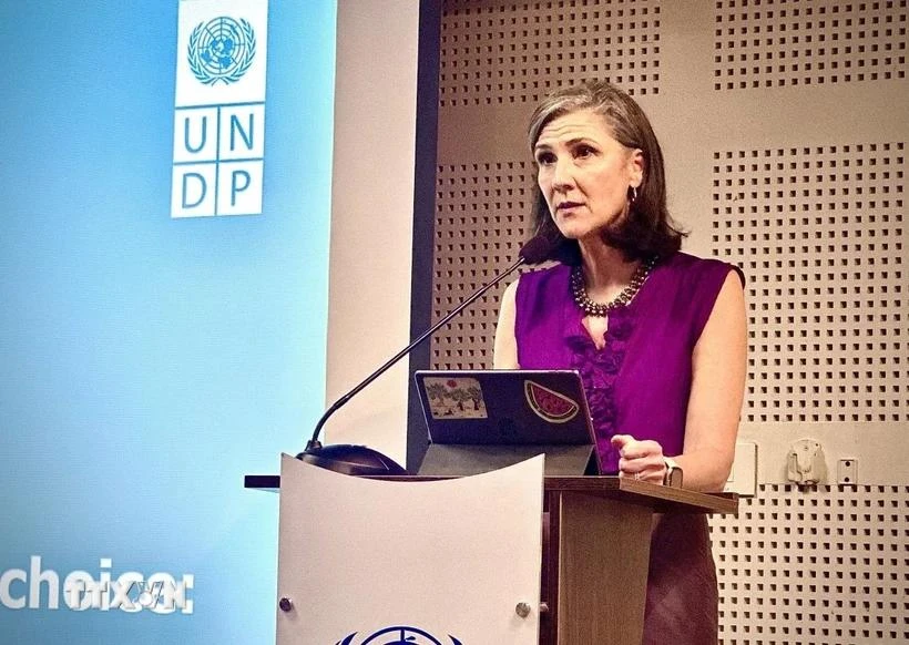 Bà Ramla Khalidi, Trưởng Đại diện Thường trú của UNDP tại Việt Nam phát biểu. (Ảnh: Việt Đức/TTXVN)