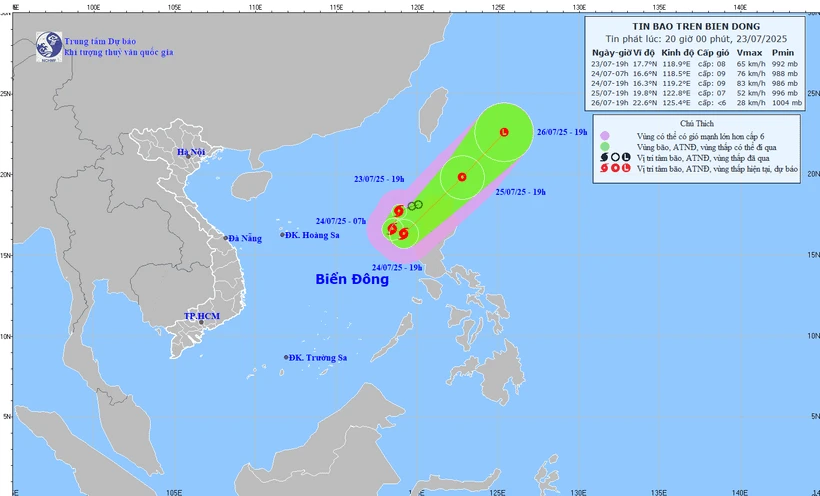Vị trí, đường đi của bão số 4
