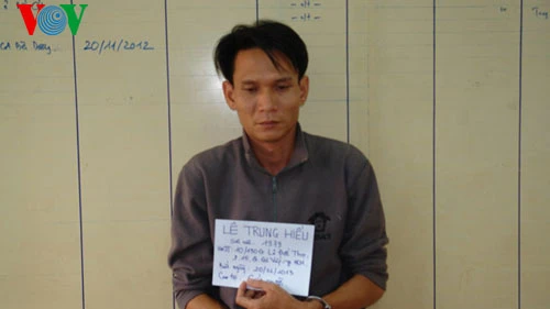 Đối tượng Hiếu tại cơ quan công an