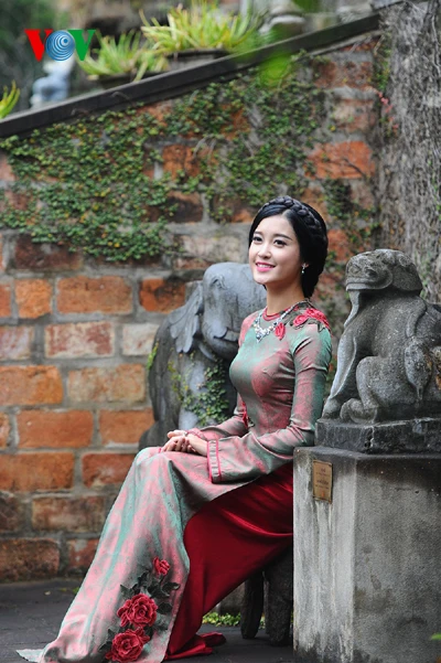 Ngắm nhan sắc Á hậu Huyền My trong áo dài nền nã ảnh 6
