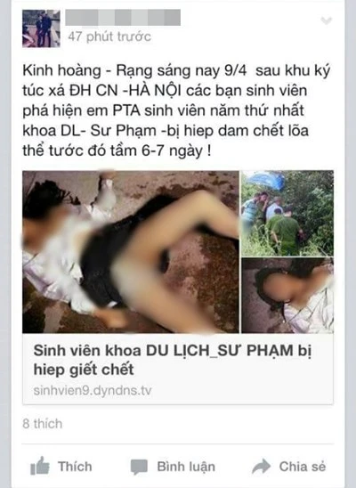 Thông tin và hình ảnh được tung lên mạng xã hội facebook gây hoang mang dư luận.