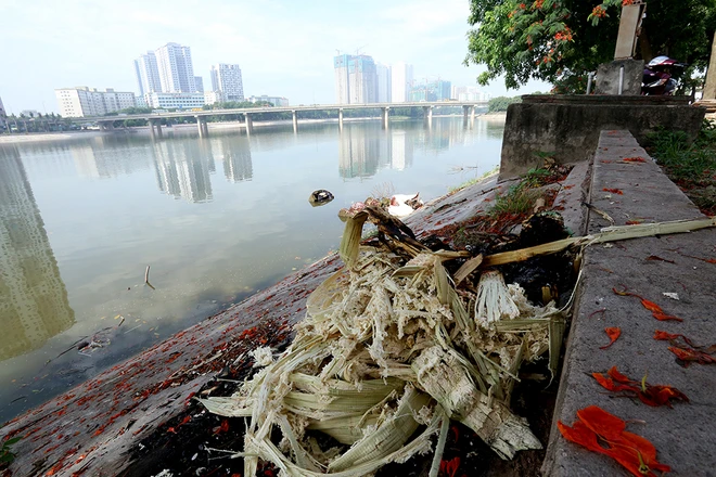 Rác thải tràn mặt hồ bán đảo đẹp nhất thủ đô ảnh 8