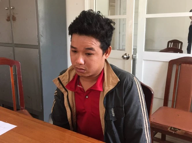 Nguyễn Hoàng Kha tại cơ quan công an - Ảnh: Khôi Nguyên