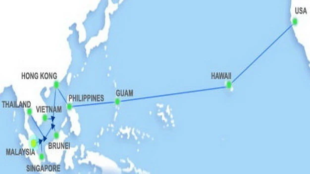 Sơ đồ tuyến cáp quang biển AAG