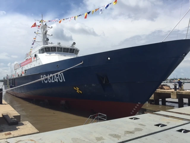 Hạ thủy tàu tuần tra kết hợp tìm kiếm cứu nạn xa bờ hiện đại ảnh 3