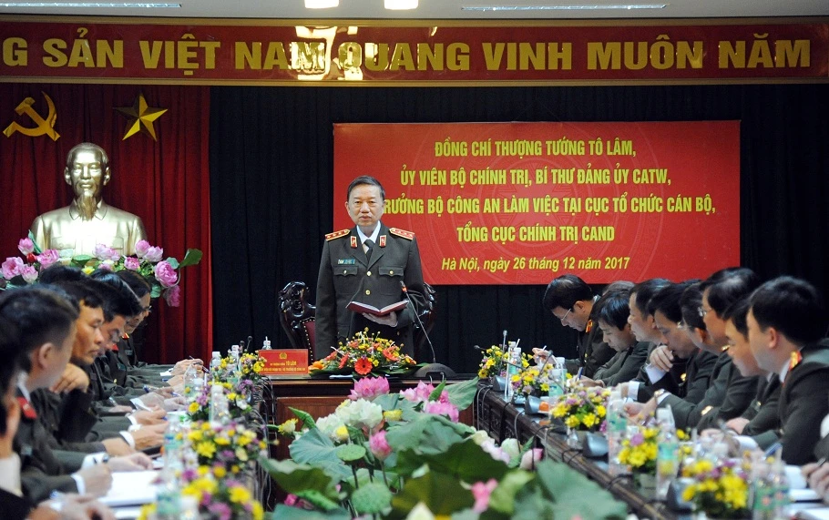 Bộ trưởng Tô Lâm: Năm 2018 tiếp tục là "Năm công tác tổ chức cán bộ" trong lực lượng CAND. Ảnh MPS