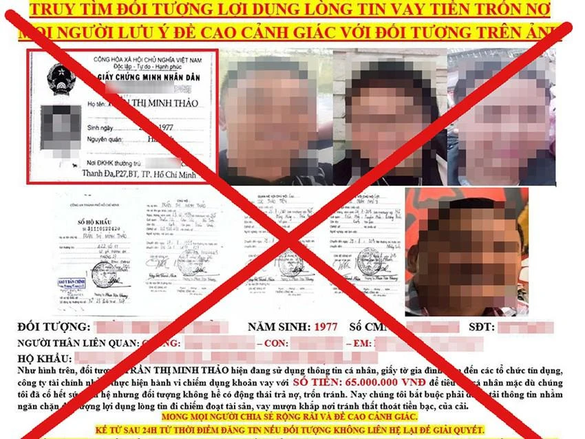 Một trường hợp không nợ vẫn bị bêu lên mạng để đòi nợ mà PLO từng phản ánh