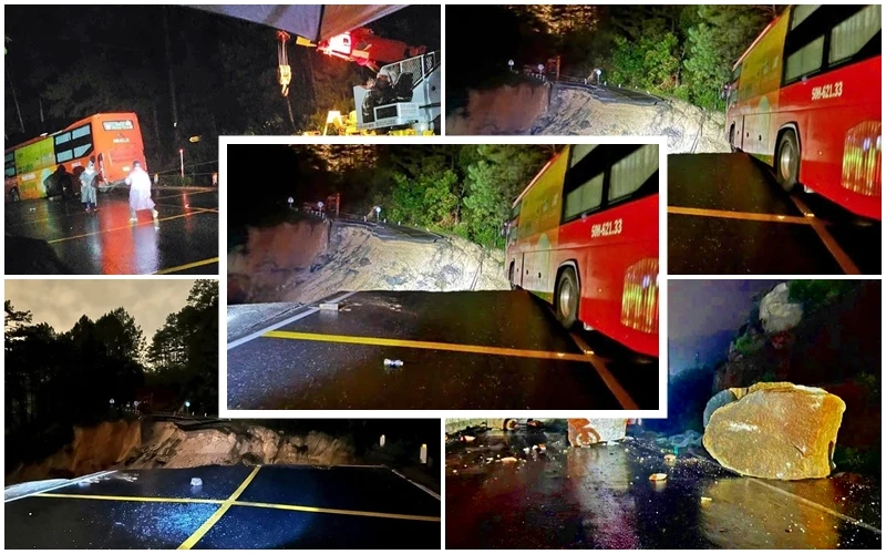 UBND tỉnh Lâm Đồng ban hành quyết định công bố tình huống khẩn cấp về thiên tai tại hai điểm sạt lở nghiêm trọng trên đèo Mimosa.