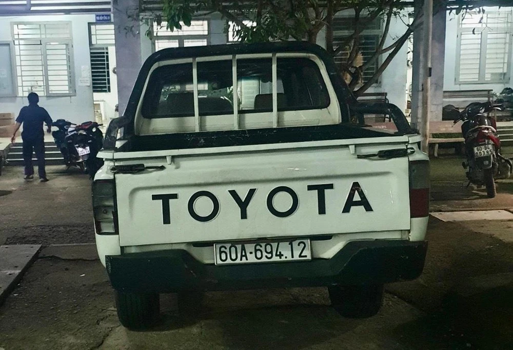 Chiếc ô tô bán tải bị Nguyễn Quang Hiếu trộm. Ảnh: CA