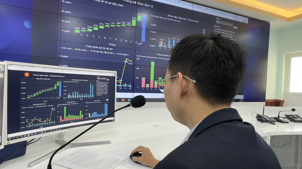 Trung tâm điều hành thông minh huyện Đạ Tẻh. Ảnh: VÕ TÙNG