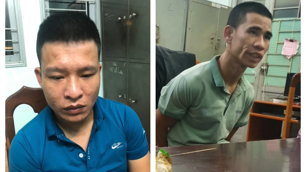 Công an bắt giữ hai nghi can liên quan đến vụ án giết người từ TP Hà Nội. Ảnh: CA