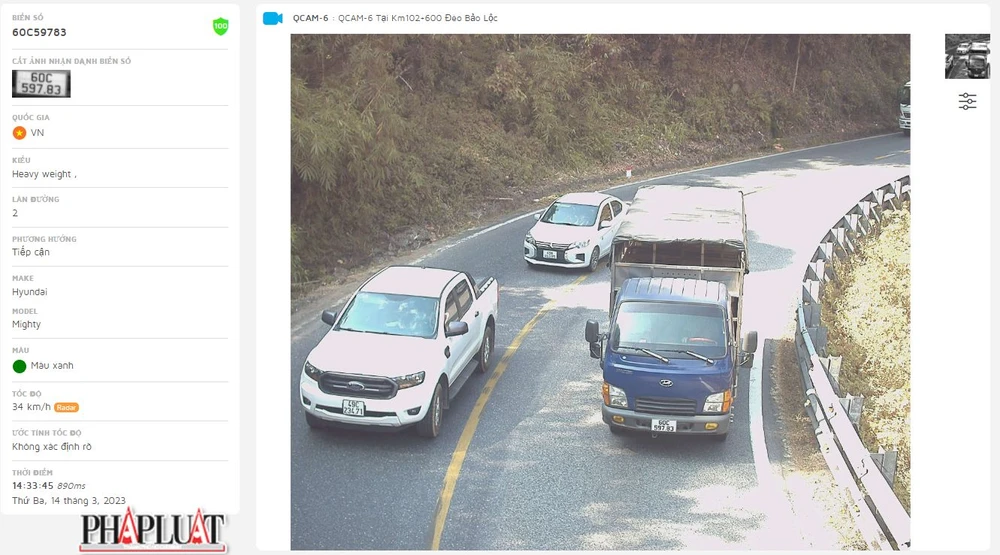 camera phạt nguội trên đèo Bảo Lộc
