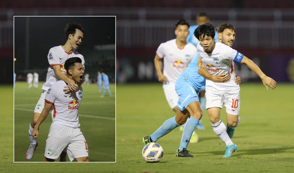 Đội trưởng Công Phượng và cảm hứng của toàn đội với điểm nhấn là bàn thắng của Văn Thanh ở phút 26. Ảnh: ANH PHƯƠNG