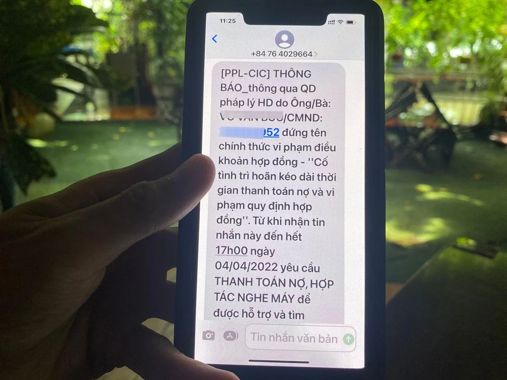 CIC khẳng định những tin nhắn nhắc nợ, thông báo nợ là giả mạo. Ảnh: HỮU ĐĂNG