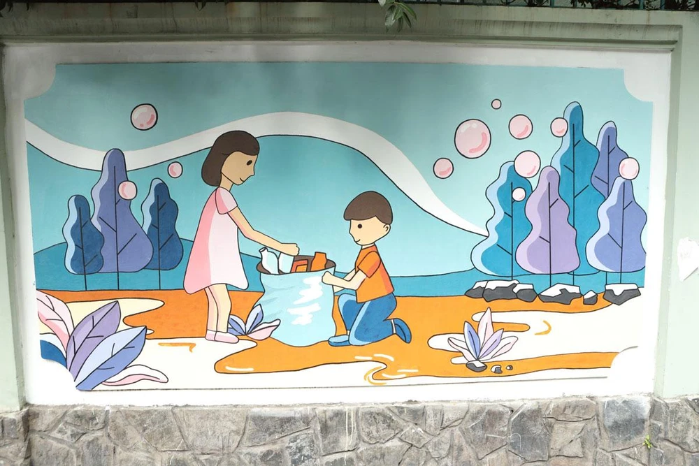Một bức tường tranh mang ý nghĩa tuyên truyền bảo vệ môi trường. Ảnh: UAH