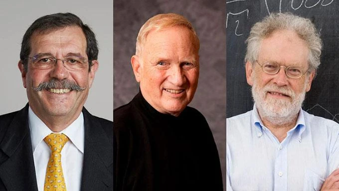Các nhà khoa học đoạt giải Nobel Vật lý 2022 (từ trái sang): Alain Aspect (Pháp), John F. Clauser (Mỹ) và Anton Zeilinger (Áo). Ảnh: PHYSICS WORLD