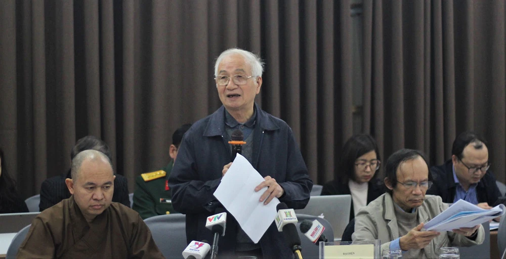 TS-Kiến trúc sư Đào Ngọc Nghiêm, Phó Chủ tịch Hội Quy hoạch phát triển đô thị Việt Nam, phát biểu tại hội nghị. Ảnh: VIẾT THỊNH