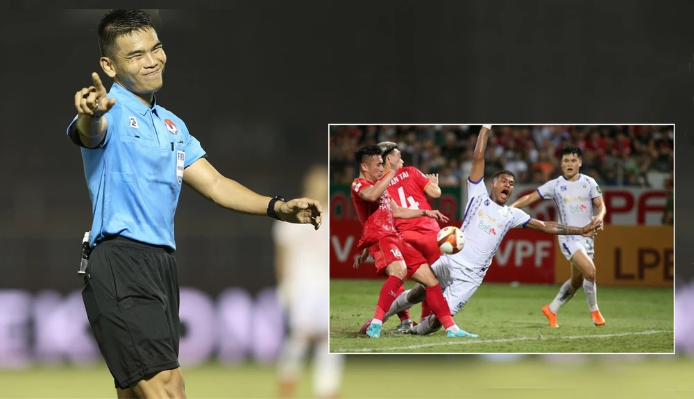 Trọng tài Thái Lan Songkran Bunmeekiart có nhiều sai sót trong trận Hà Nội thua Công an Hà Nội 1-2. Ảnh: ANH THỎA