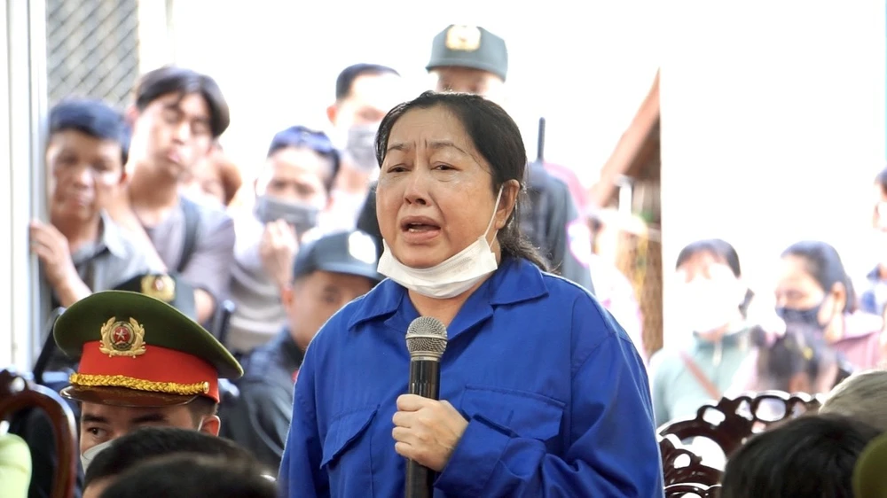 “Bà trùm” Nguyễn Thị Kim Hạnh tại phiên tòa. Ảnh: HẢI DƯƠNG