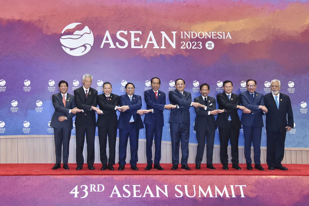 Lãnh đạo các nước thành viên ASEAN tham dự Hội nghị cấp cao ASEAN lần thứ 43 tại Indonesia ngày 5-9. Ảnh: VPG/NHẬT BẮC