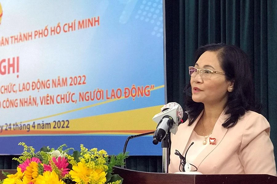 Chủ tịch HĐND TP.HCM Nguyễn Thị Lệ phát biểu tại hội nghị. Ảnh: THANH TUYỀN