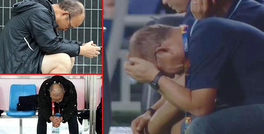 Trong khi sân Mỹ Đình như muốn nổ tung với bàn thắng ở phút 83 thì thầy Park ngồi một mình cúi đầu cầu nguyện (ảnh lớn, phải) và đó cũng là thói quen của ông. Ảnh: CTV Trong khi sân Mỹ Đình như muốn nổ tung với bàn thắng ở phút 83 thì thầy Park ngồi một mình cúi đầu cầu nguyện (ảnh lớn, phải) và đó cũng là thói quen của ông. Ảnh: CTV