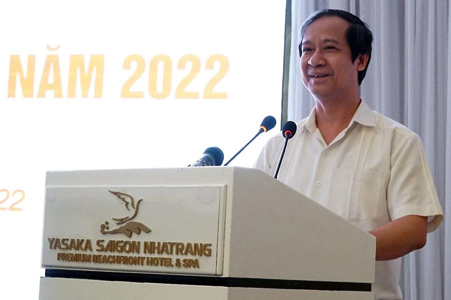 Bộ trưởng Bộ GD&amp;ĐT Nguyễn Kim Sơn phát biểu tại hội nghị. Ảnh: HUỲNH HẢI