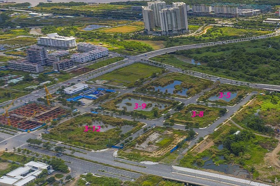 Toàn cảnh bốn lô đất Thủ Thiêm được đấu giá vào tháng 12-2021. Ảnh: HOÀNG GIANG