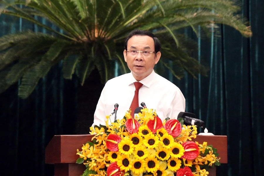 Bí thư Thành ủy TP.HCM Nguyễn Văn Nên phát biểu khai mạc hội thảo. Ảnh: THANH TUYỀN