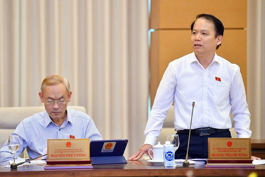 Chủ nhiệm Ủy ban Pháp luật Hoàng Thanh Tùng phát biểu tại phiên họp vào chiều 9-8. Ảnh: Quochoi