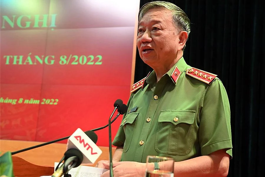 Bộ trưởng Tô Lâm phát biểu chỉ đạo tại hội nghị. Ảnh: congan.gov.vn