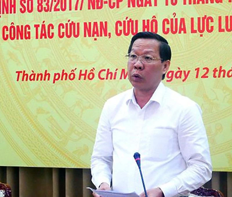 Chủ tịch UBND TP.HCM Phan Văn Mãi phát biểu tại điểm cầu TP.HCM