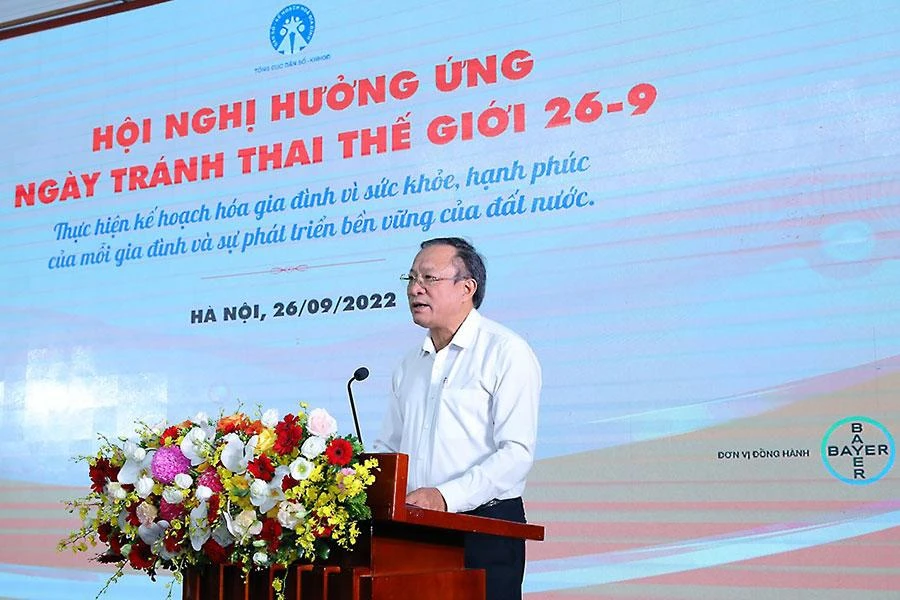 Ông Nguyễn Doãn Tú, Tổng cục trưởng Tổng cục Dân số kế hoạch hóa gia đình, phát biểu tại hội nghị. Ảnh: Vietnam+