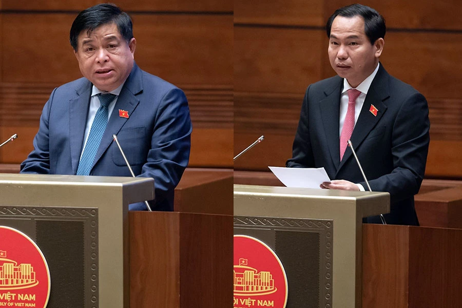 Bộ trưởng Bộ KH&ĐT Nguyễn Chí Dũng (trái) và Chủ nhiệm Ủy ban Tài chính - Ngân sách Lê Quang Mạnh tại cuộc họp Quốc hội ngày 26-5. Ảnh: PHẠM THẮNG Bộ trưởng Bộ KH&ĐT Nguyễn Chí Dũng (trái) và Chủ nhiệm Ủy ban Tài chính - Ngân sách Lê Quang Mạnh tại cuộc họp Quốc hội ngày 26-5. Ảnh: PHẠM THẮNG