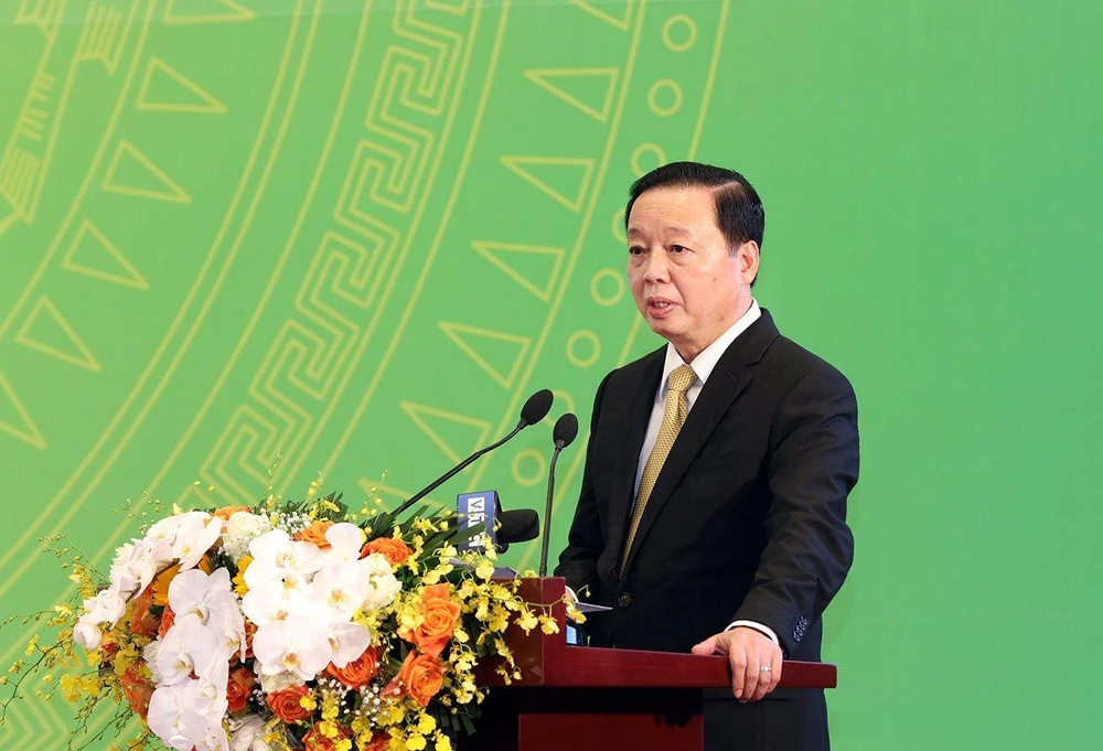 Bộ trưởng Trần Hồng Hà phát biểu tại hội nghị. Ảnh: TP