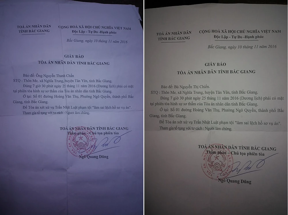 Ông Nguyễn Thanh Chấn cùng vợ được mời tới tòa với tư cách người làm chứng