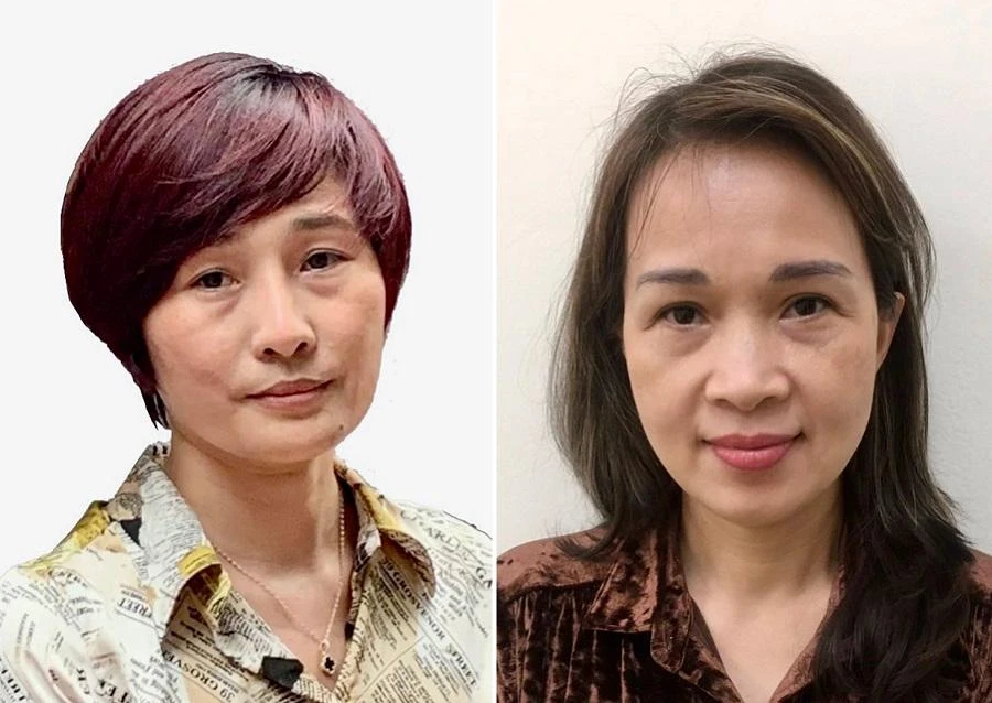 Hai bị can Nguyễn Thị Tường Vi (trái) và Nguyễn Thị Dung Hạnh. Ảnh: CACC