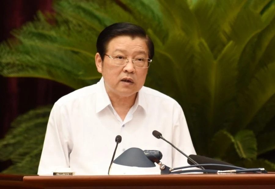 Ông Phan Đình Trạc, Trưởng Ban Nội chính Trung ương, trình bày báo cáo kết quả 10 năm công tác PCTNTC. Ảnh: VOV