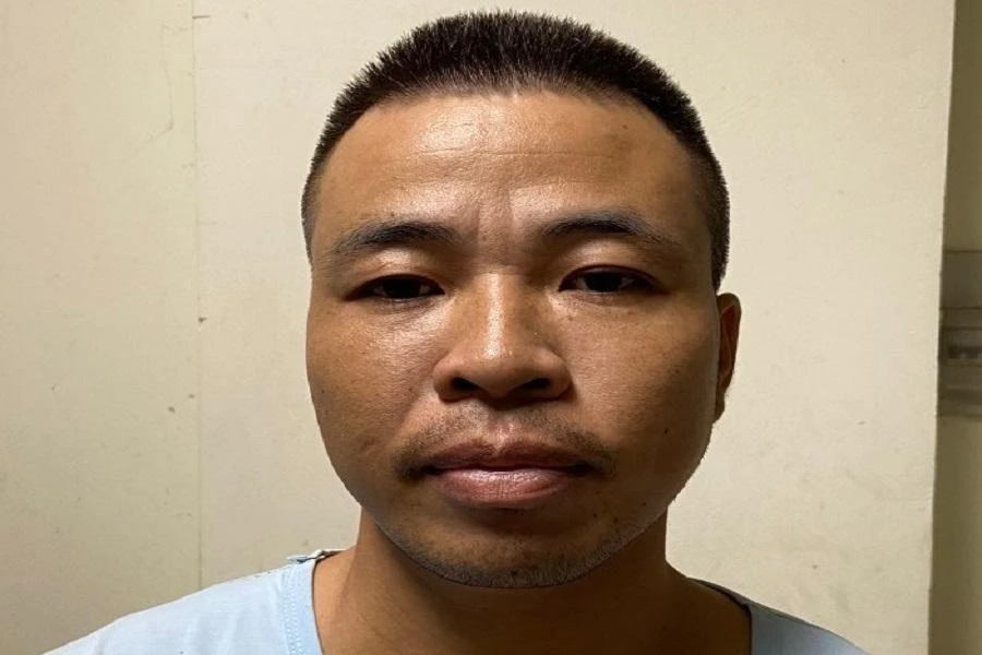 Giáp Văn Nhất tại cơ quan điều tra. Ảnh: CA