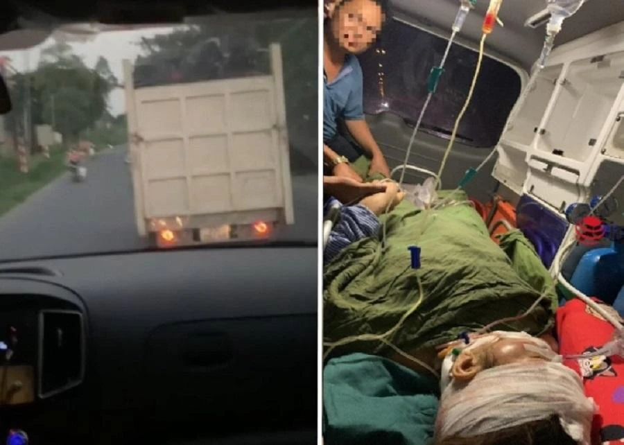 Mặc cho xe cứu thương đang chở bệnh nhân nguy kịch đi cấp cứu, tài xế xe tải cương quyết không chịu nhường đường. Ảnh: Cắt từ clip Mặc cho xe cứu thương đang chở bệnh nhân nguy kịch đi cấp cứu, tài xế xe tải cương quyết không chịu nhường đường. Ảnh: Cắt từ clip