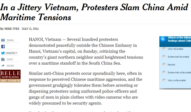 Việt Nam tuần hành hòa bình phản đối Trung Quốc lên báo chí quốc tế ảnh 7