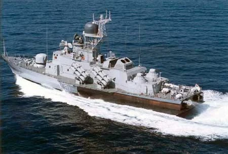 Project 1241.8 Molniya, NATO không đặt định danh riêng cho biến thể này, vẫn được gọi là Tarantul. Đây là biến thể được thiết kế dành riêng cho xuất khẩu. Trong ảnh, Project 1241.8 Molniya xuất khẩu choẤnĐộ, pháo hạm AK-176 phía trước thay bằngOTO 76mm SRGM của Pháp.