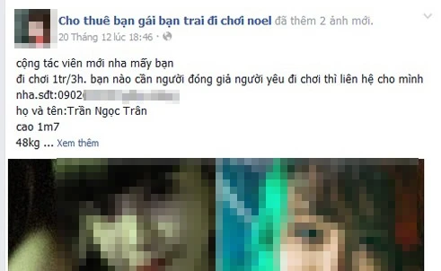 Thuê người yêu đi chơi Noel: Bạc triệu mỗi giờ ảnh 2
