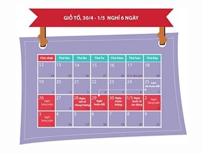 Lịch nghỉ lễ 30 tháng 4, 1/5 và Giỗ tổ Hùng Vương 2015 ảnh 1