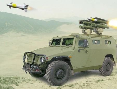 Tên lửa diệt tăng Cornet-D gắn trên xe bọc thép Tiger