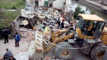 Hình ảnh nhà ông Lý sau khi bị san phẳng.