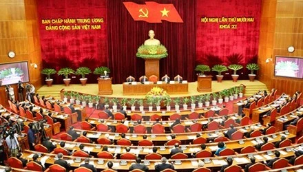 Quang cảnh hội nghị Trung ương Lần thứ 12 (khóa XI) tại Hà Nội. Ảnh: Thống Nhất.