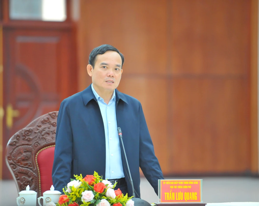 Phó Thủ tướng Trần Lưu Quang chỉ đạo tại hội nghị. Ảnh: MN.