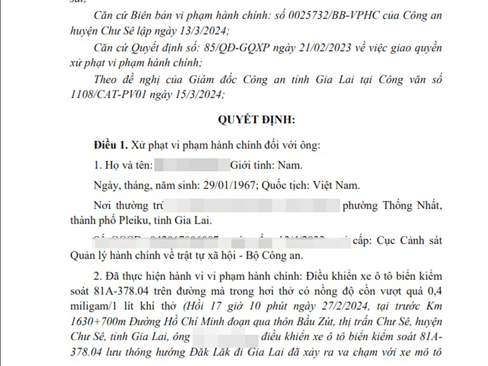 Người đàn ông vi phạm nồng độ cồn gây tai nạn