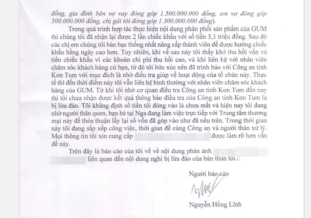 Ông Nguyễn Hồng Lĩnh báo cáo công an do nghi ngờ bị lừa 4,6 tỉ đồng